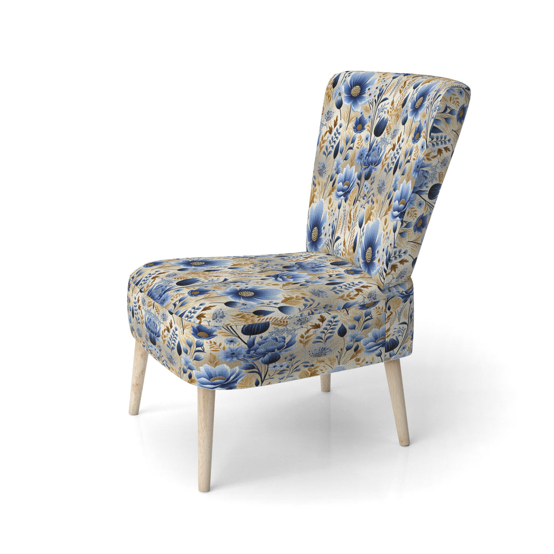 Blue Meadow Flowers Pattern - Cottage Accent Side Chair