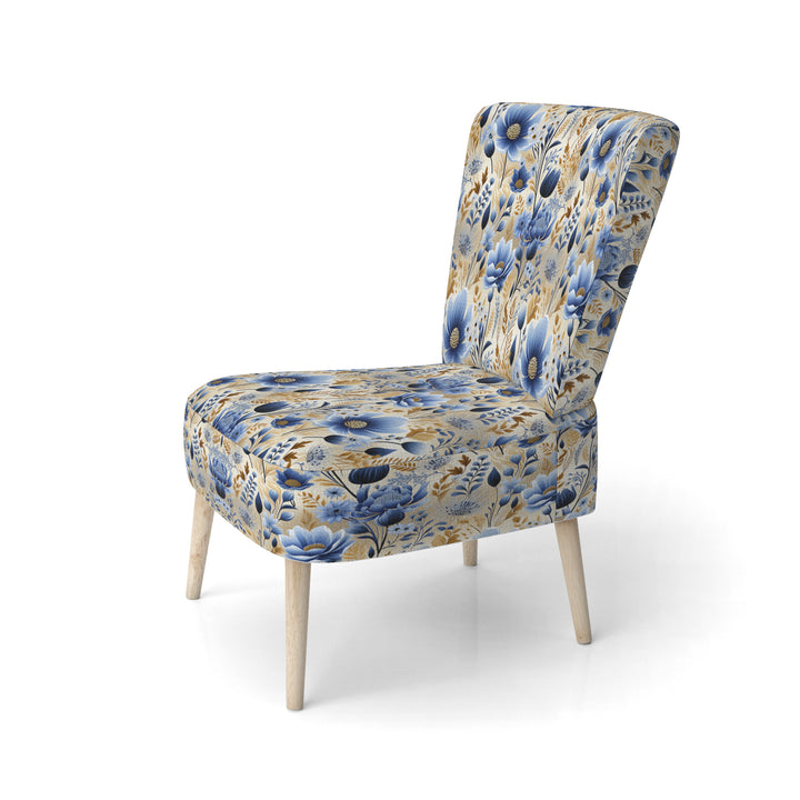 Blue Meadow Flowers Pattern - Cottage Accent Side Chair