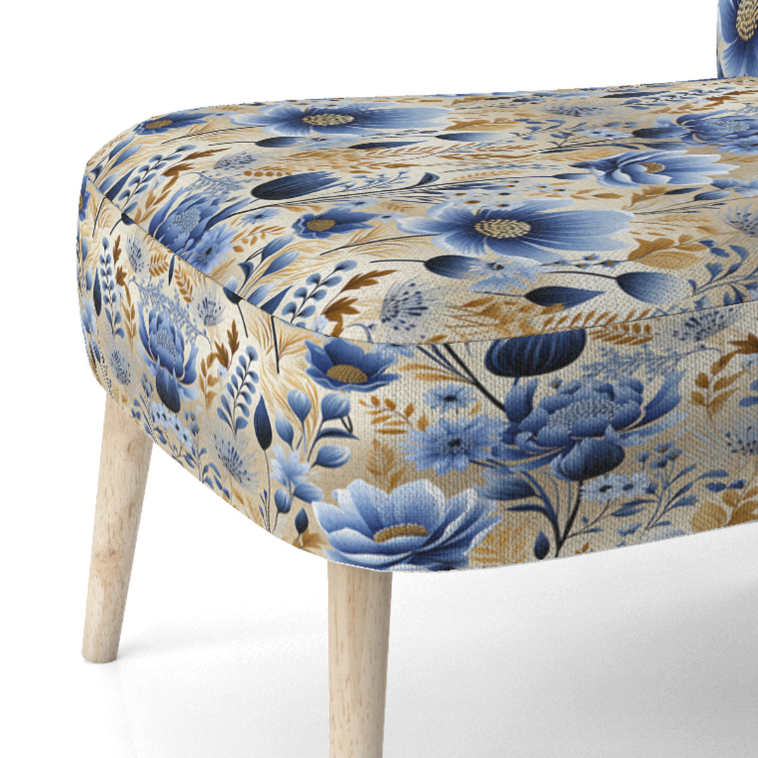 Blue Meadow Flowers Pattern - Cottage Accent Side Chair