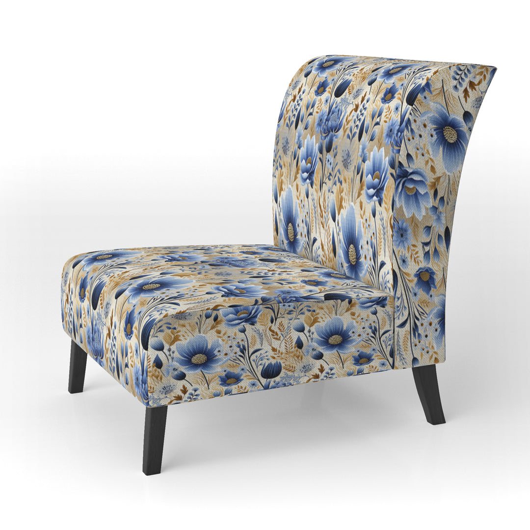 Blue Meadow Flowers Pattern - Cottage Accent Side Chair