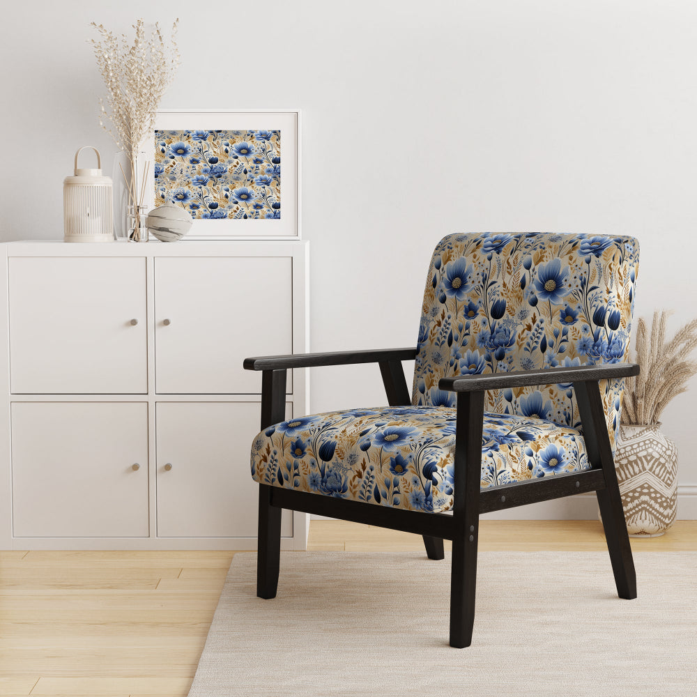 Blue Meadow Flowers Pattern - Cottage Accent Side Chair