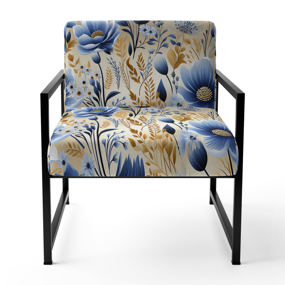 Blue Meadow Flowers Pattern - Cottage Accent Side Chair