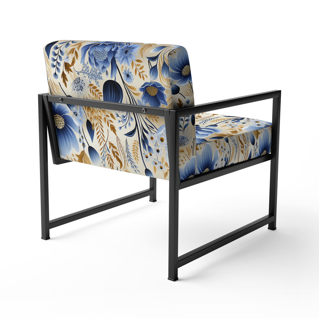 Blue Meadow Flowers Pattern - Cottage Accent Side Chair