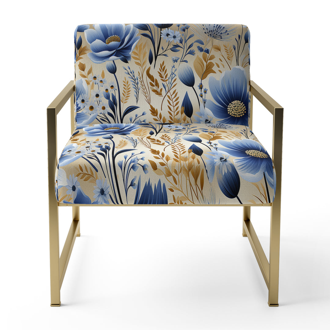 Blue Meadow Flowers Pattern - Cottage Accent Side Chair