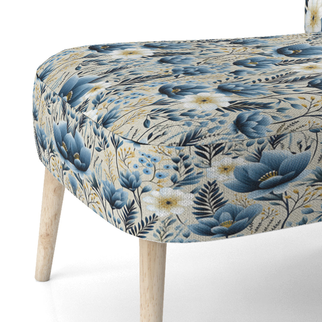 Blue Meadow Floral Pattern - Cottage Accent Slipper Chair