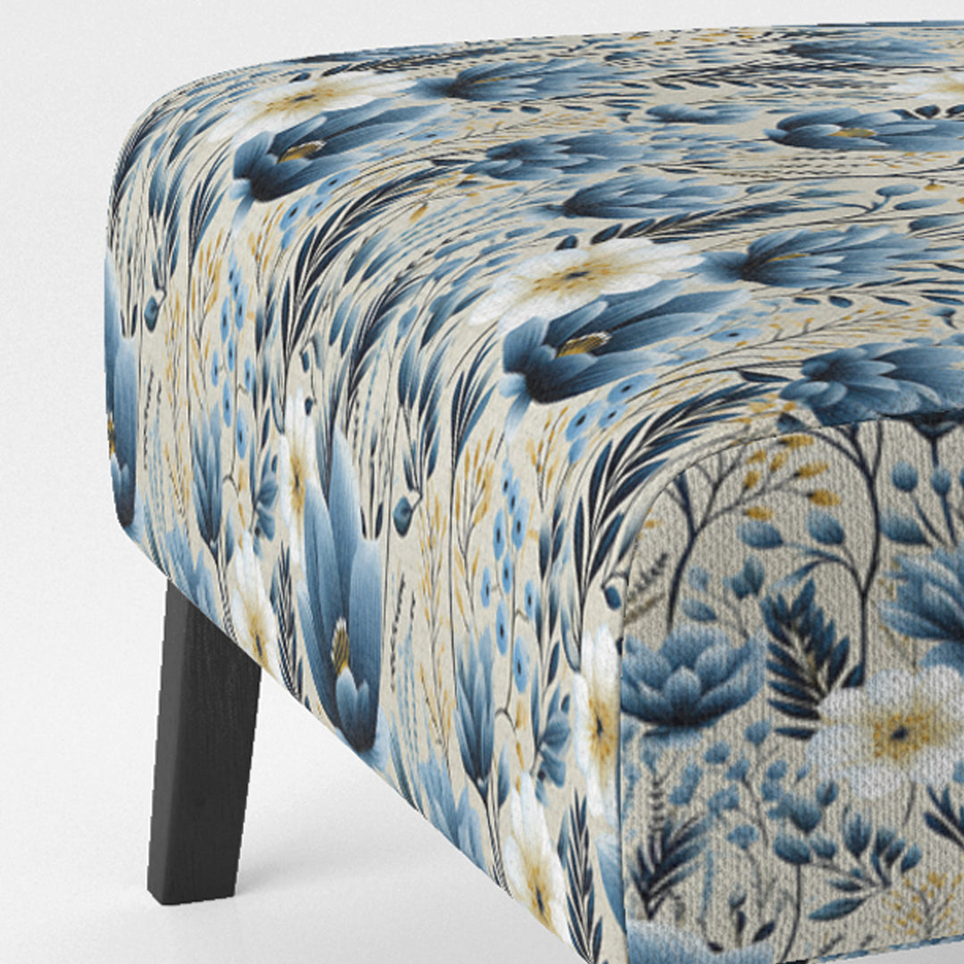 Blue Meadow Floral Pattern - Cottage Accent Slipper Chair