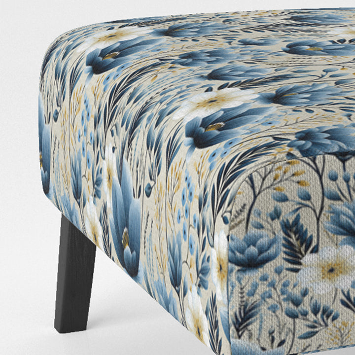 Blue Meadow Floral Pattern - Cottage Accent Slipper Chair