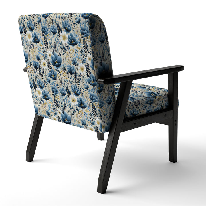 Blue Meadow Floral Pattern - Cottage Accent Slipper Chair