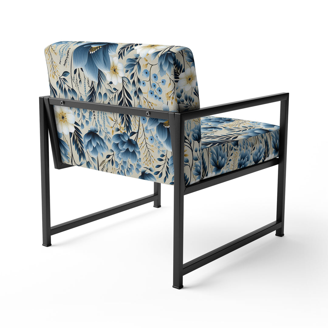 Blue Meadow Floral Pattern - Cottage Accent Slipper Chair