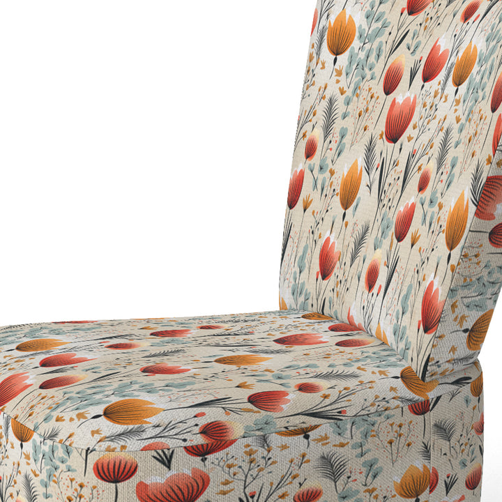 Orange Meadow Floral Pattern - Cottage Arm Chair