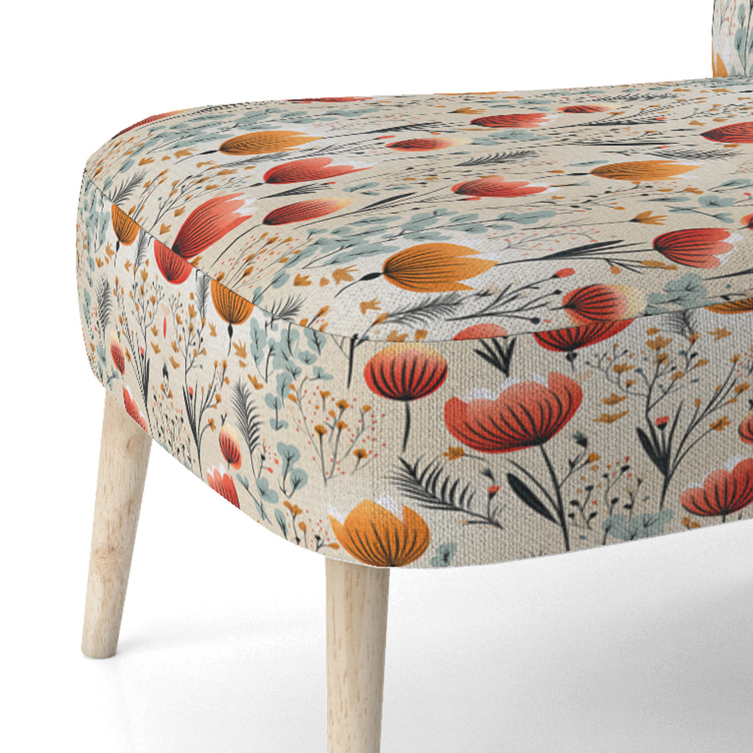 Orange Meadow Floral Pattern - Cottage Arm Chair
