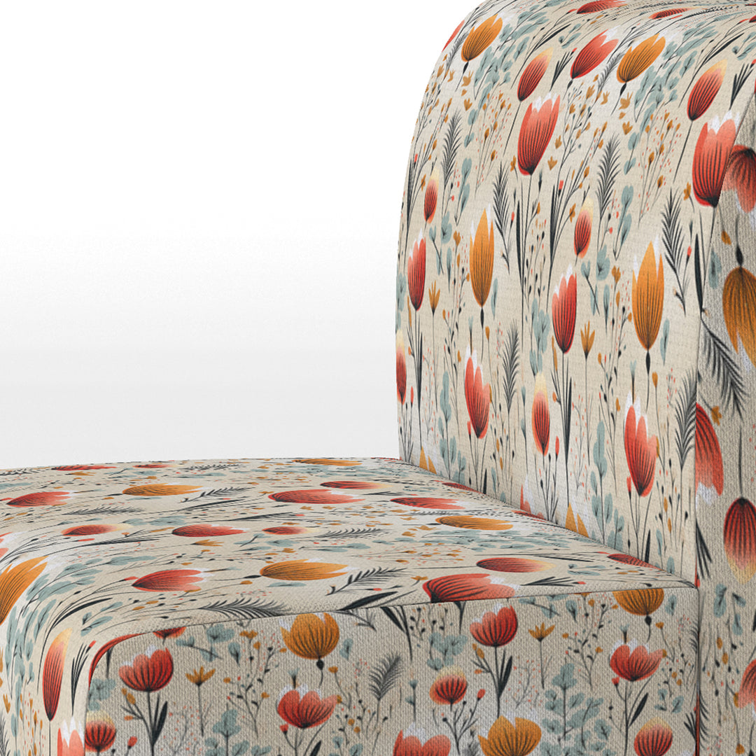 Orange Meadow Floral Pattern - Cottage Arm Chair