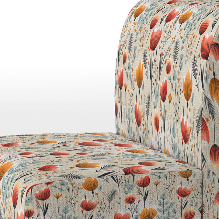 Orange Meadow Floral Pattern - Cottage Arm Chair