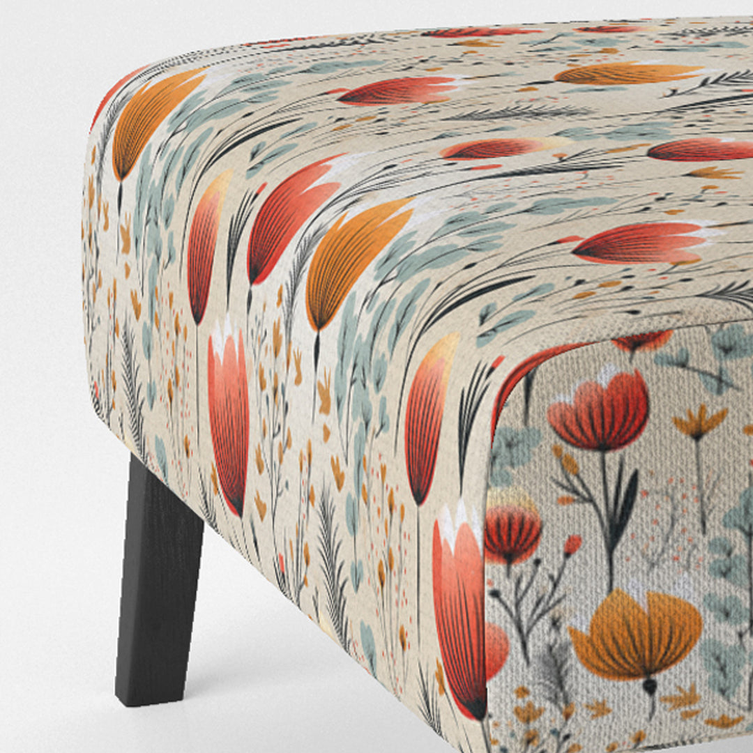 Orange Meadow Floral Pattern - Cottage Arm Chair