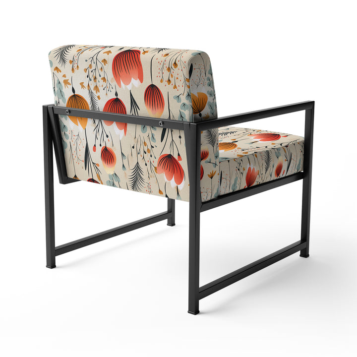 Orange Meadow Floral Pattern - Cottage Arm Chair