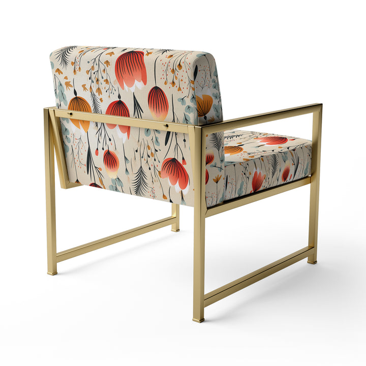 Orange Meadow Floral Pattern - Cottage Arm Chair