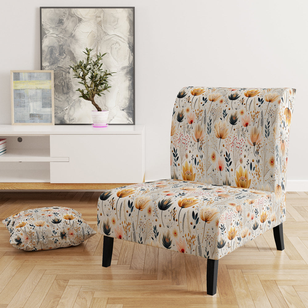Cottage Elegant Yellow Floral Meadows - Cottage Arm Chair