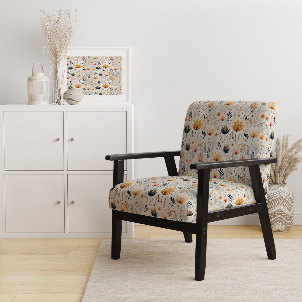 Cottage Elegant Yellow Floral Meadows - Cottage Arm Chair