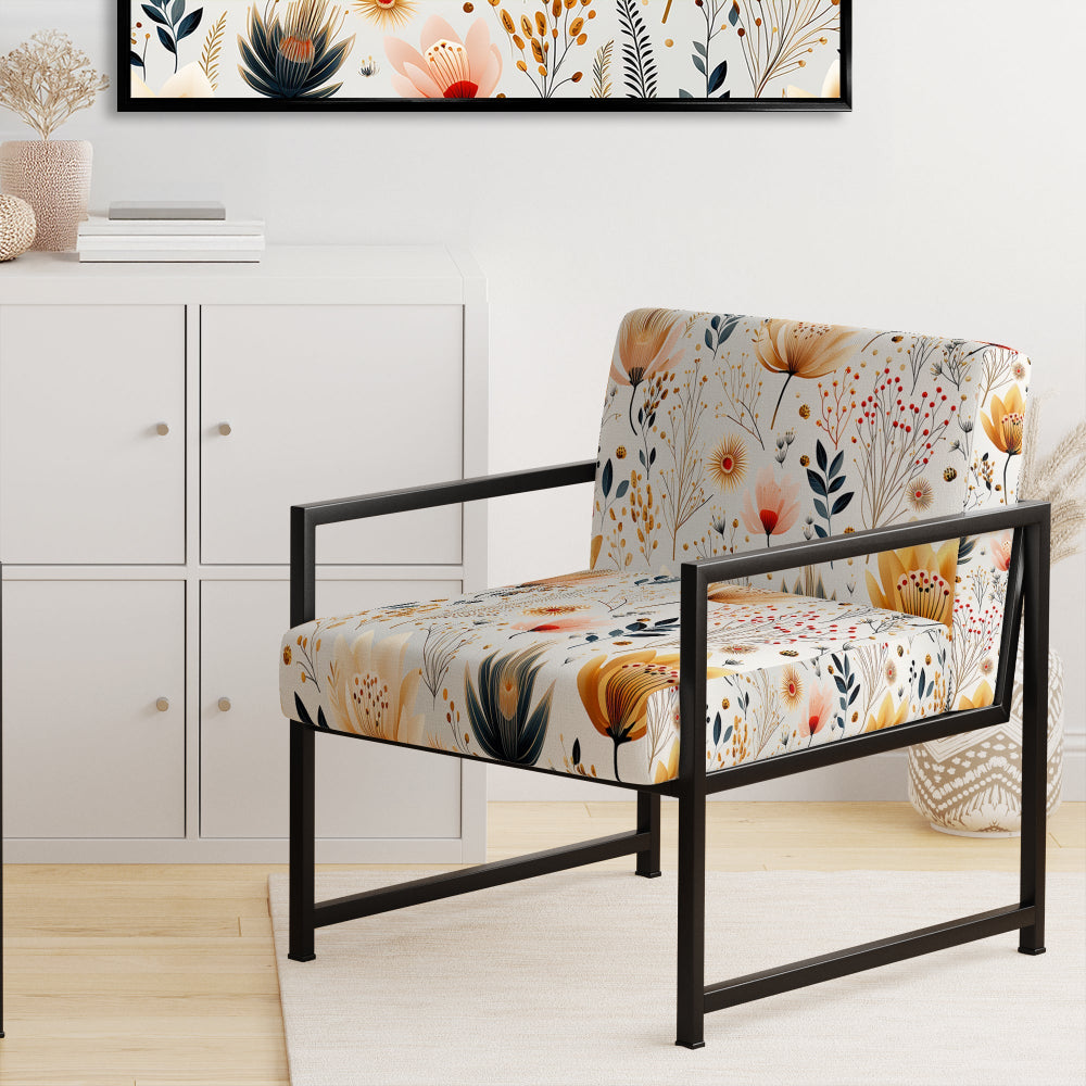 Cottage Elegant Yellow Floral Meadows - Cottage Arm Chair