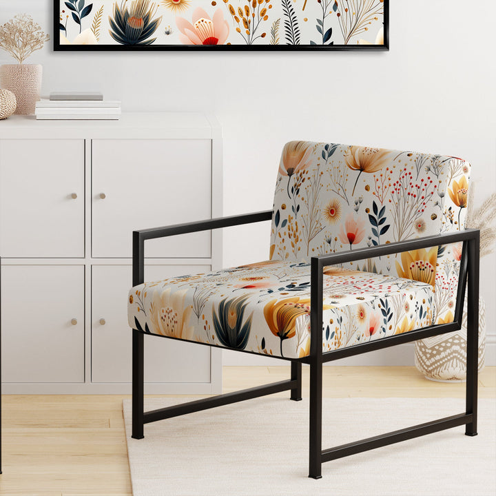 Cottage Elegant Yellow Floral Meadows - Cottage Arm Chair