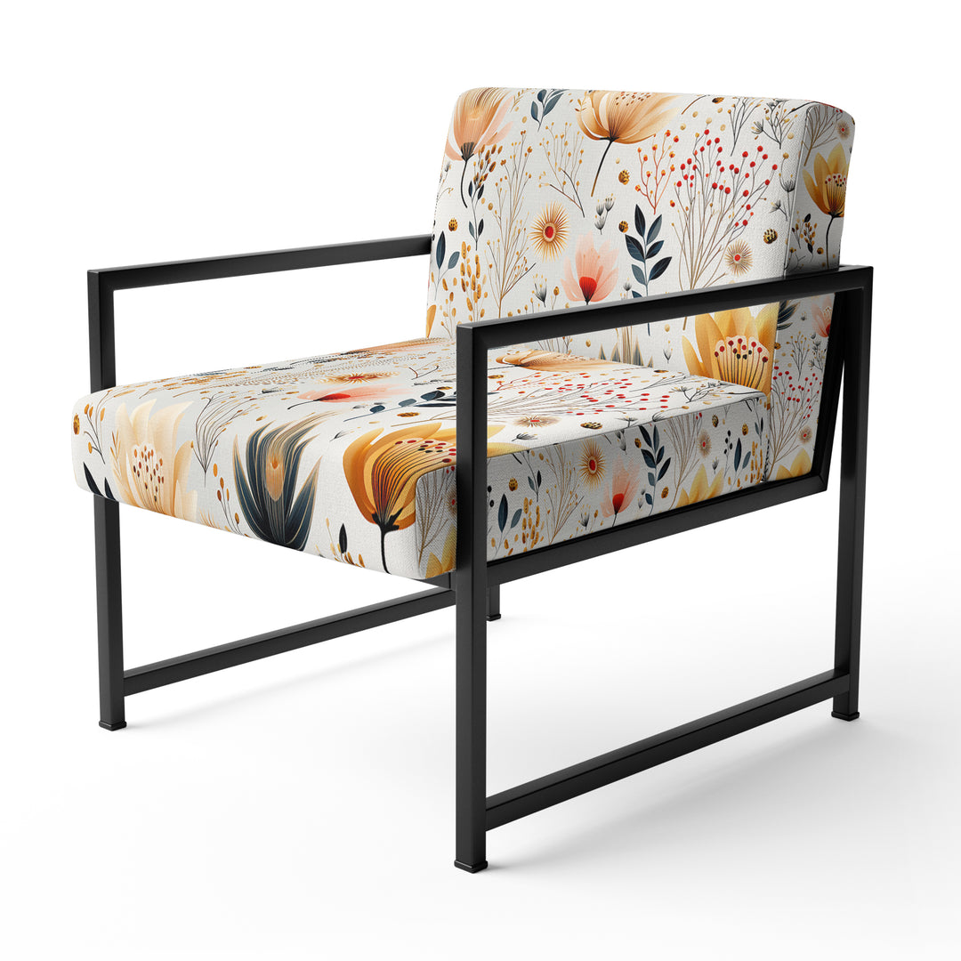 Cottage Elegant Yellow Floral Meadows - Cottage Arm Chair