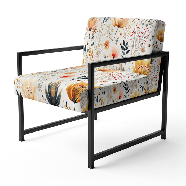 Cottage Elegant Yellow Floral Meadows - Cottage Arm Chair