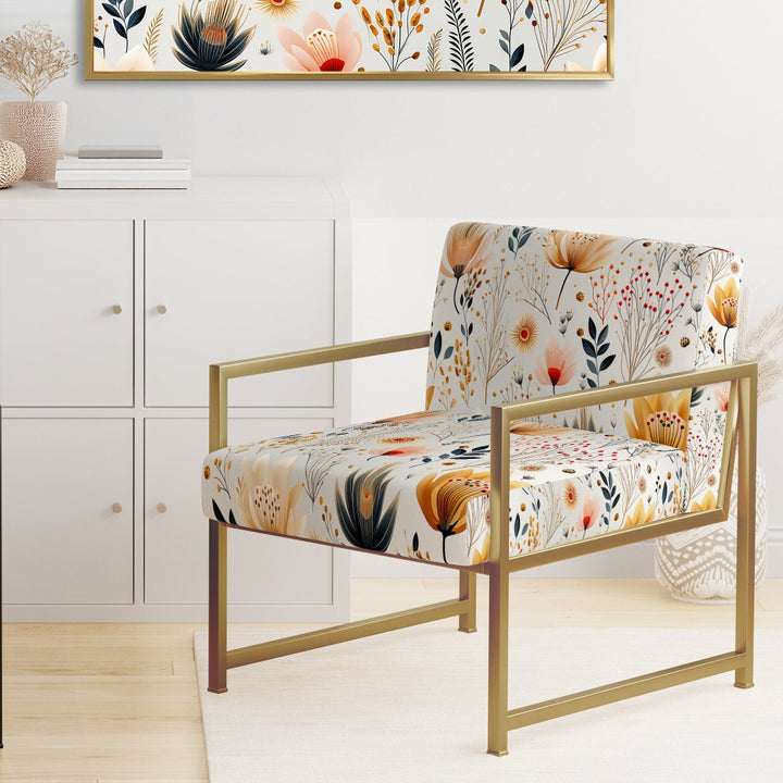 Cottage Elegant Yellow Floral Meadows - Cottage Arm Chair