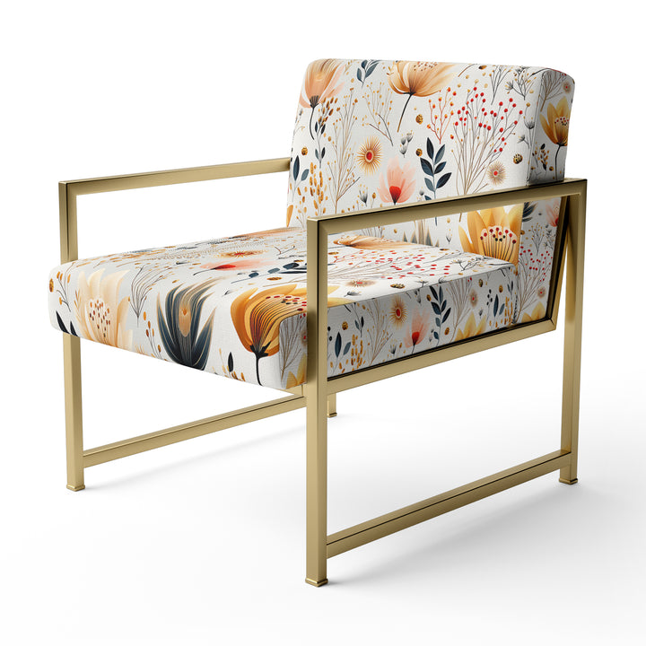 Cottage Elegant Yellow Floral Meadows - Cottage Arm Chair