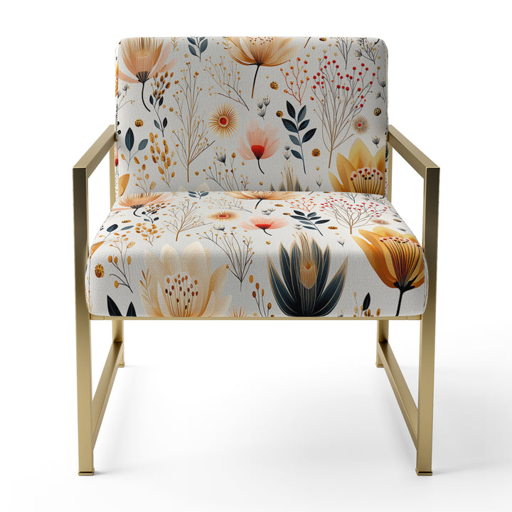 Cottage Elegant Yellow Floral Meadows - Cottage Arm Chair