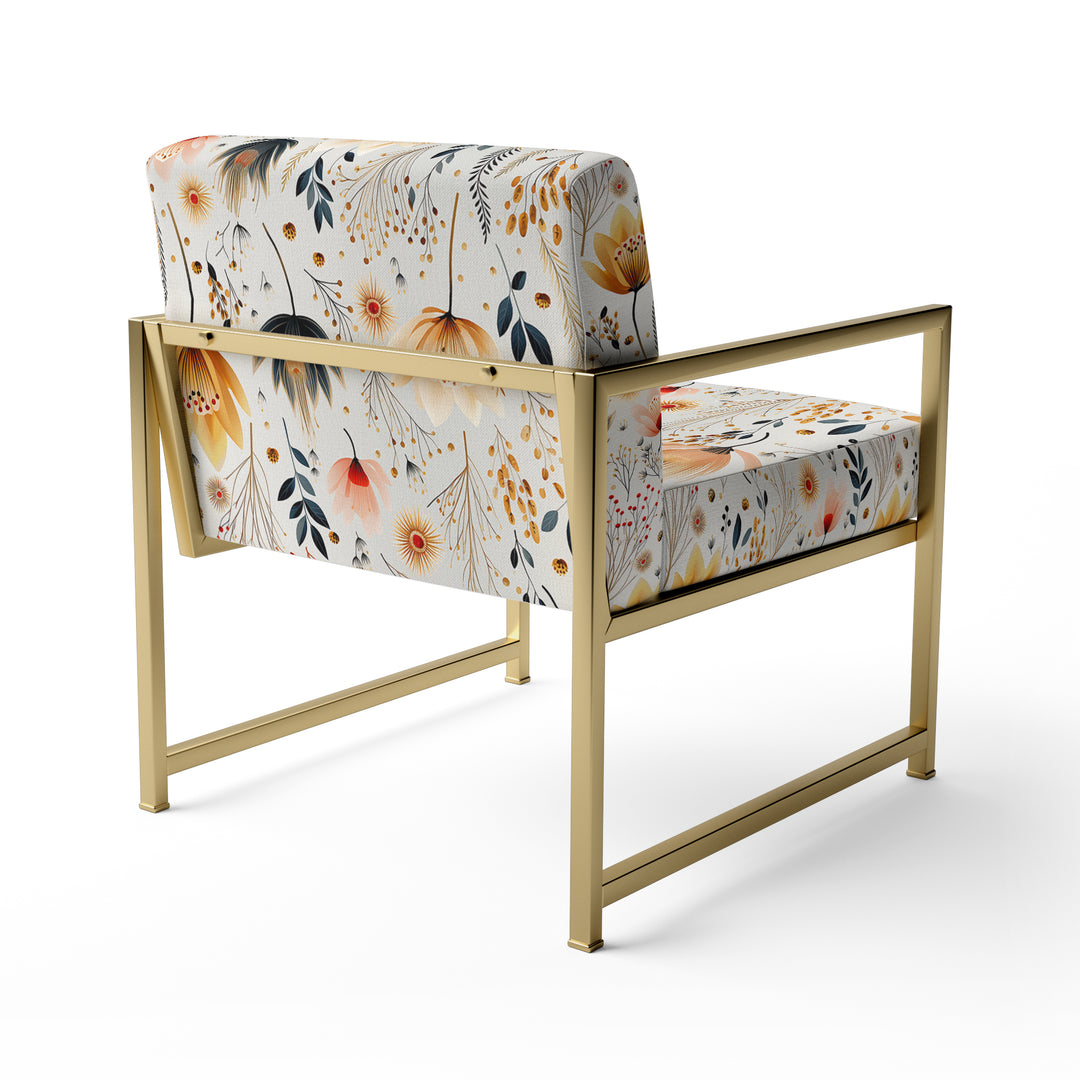 Cottage Elegant Yellow Floral Meadows - Cottage Arm Chair