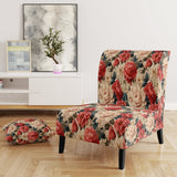 Vintage Pink And Beige Rose Floral Pattern - Cottage Arm Chair