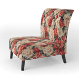 Vintage Pink And Beige Rose Floral Pattern - Cottage Arm Chair