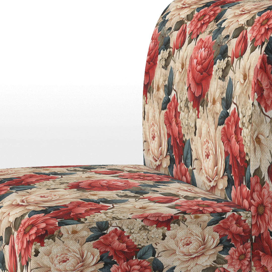 Vintage Pink And Beige Rose Floral Pattern - Cottage Arm Chair