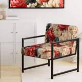 Vintage Pink And Beige Rose Floral Pattern - Cottage Arm Chair