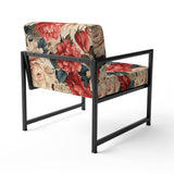 Vintage Pink And Beige Rose Floral Pattern - Cottage Arm Chair