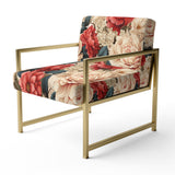 Vintage Pink And Beige Rose Floral Pattern - Cottage Arm Chair