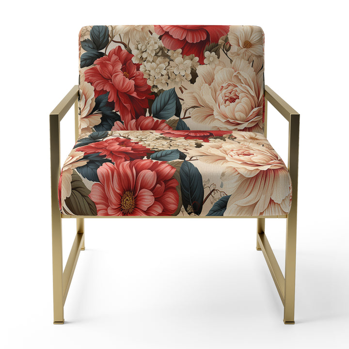 Vintage Pink And Beige Rose Floral Pattern - Cottage Arm Chair