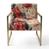 Vintage Pink And Beige Rose Floral Pattern - Cottage Arm Chair