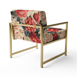 Vintage Pink And Beige Rose Floral Pattern - Cottage Arm Chair