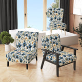 Antique Blue Graceful Flowers - Cottage Accent Slipper Chair