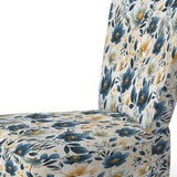 Antique Blue Graceful Flowers - Cottage Accent Slipper Chair