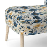 Antique Blue Graceful Flowers - Cottage Accent Slipper Chair