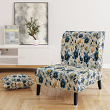 Antique Blue Graceful Flowers - Cottage Accent Slipper Chair