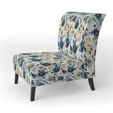 Antique Blue Graceful Flowers - Cottage Accent Slipper Chair