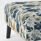 Antique Blue Graceful Flowers - Cottage Accent Slipper Chair