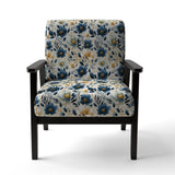 Antique Blue Graceful Flowers - Cottage Accent Slipper Chair