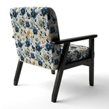 Antique Blue Graceful Flowers - Cottage Accent Slipper Chair