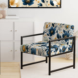 Antique Blue Graceful Flowers - Cottage Accent Slipper Chair