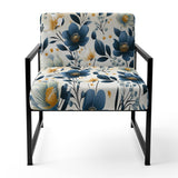 Antique Blue Graceful Flowers - Cottage Accent Slipper Chair