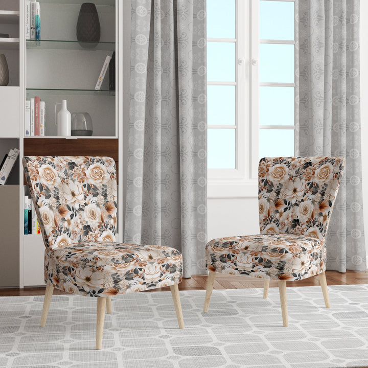 Classic Vintage White Garden Melodies - Cottage Accent Side Chair